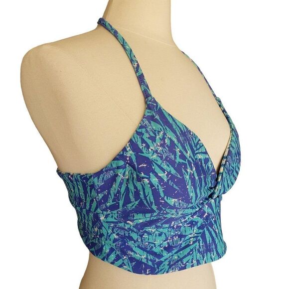 Women's Swimwear Tankini T-Back Beach Blue Reversible V-Neck Bikini Top XL - Picture 6 of 9